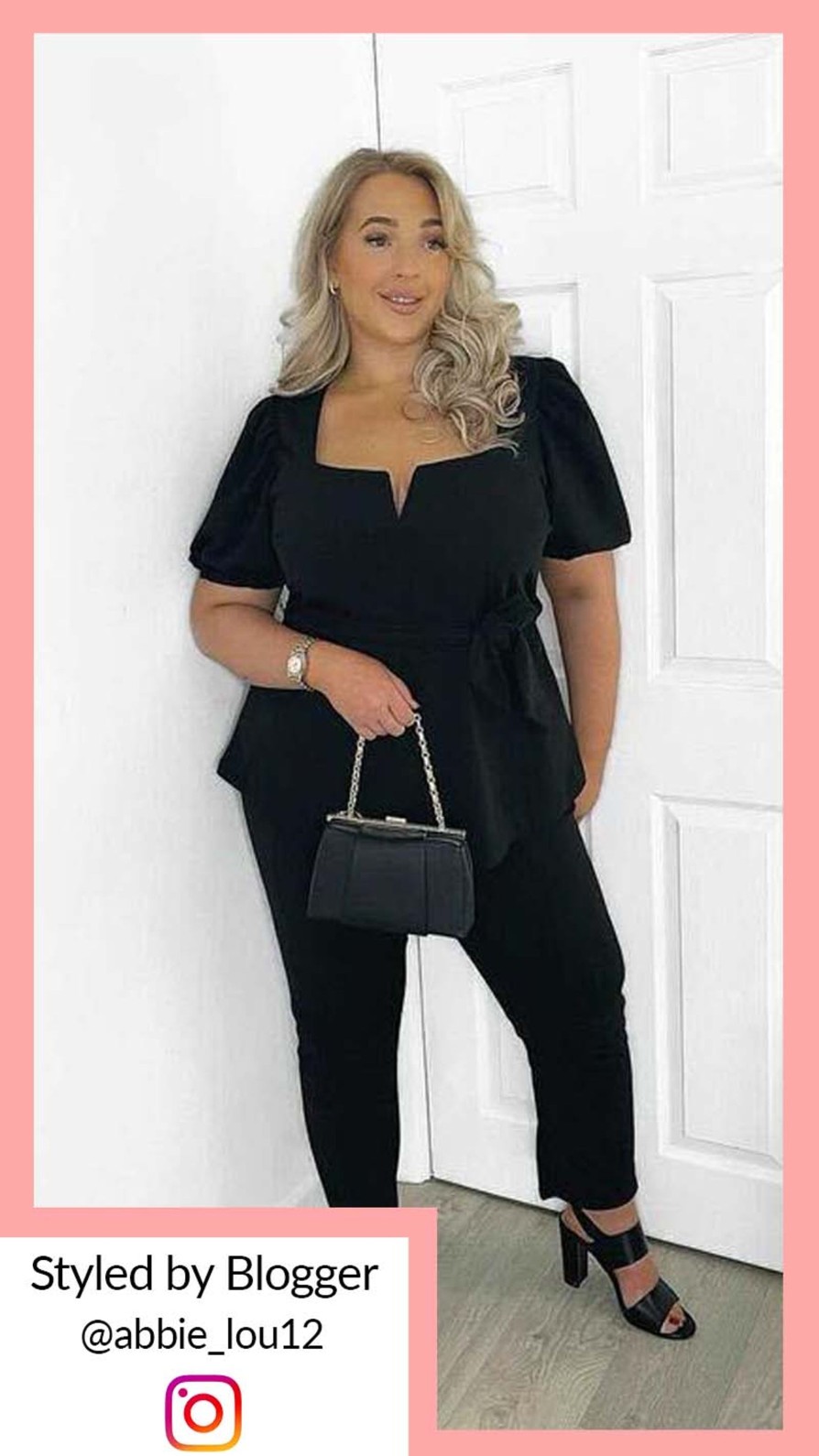 Tops Curvewow  | Curvewow Notch Neck Peplum Top Black