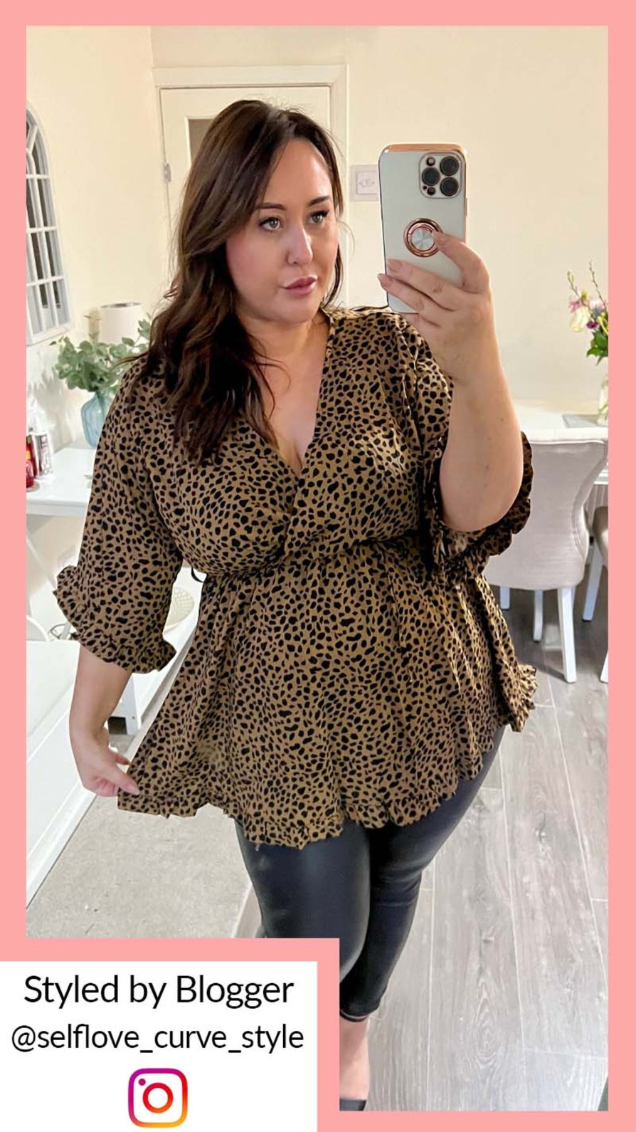 Tops Curvewow  | Curvewow Wrap Frill Sleeve Tunic Camel Spot